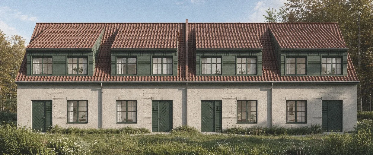 Visualisering af de nye rækkehuse på Haraldsgave
