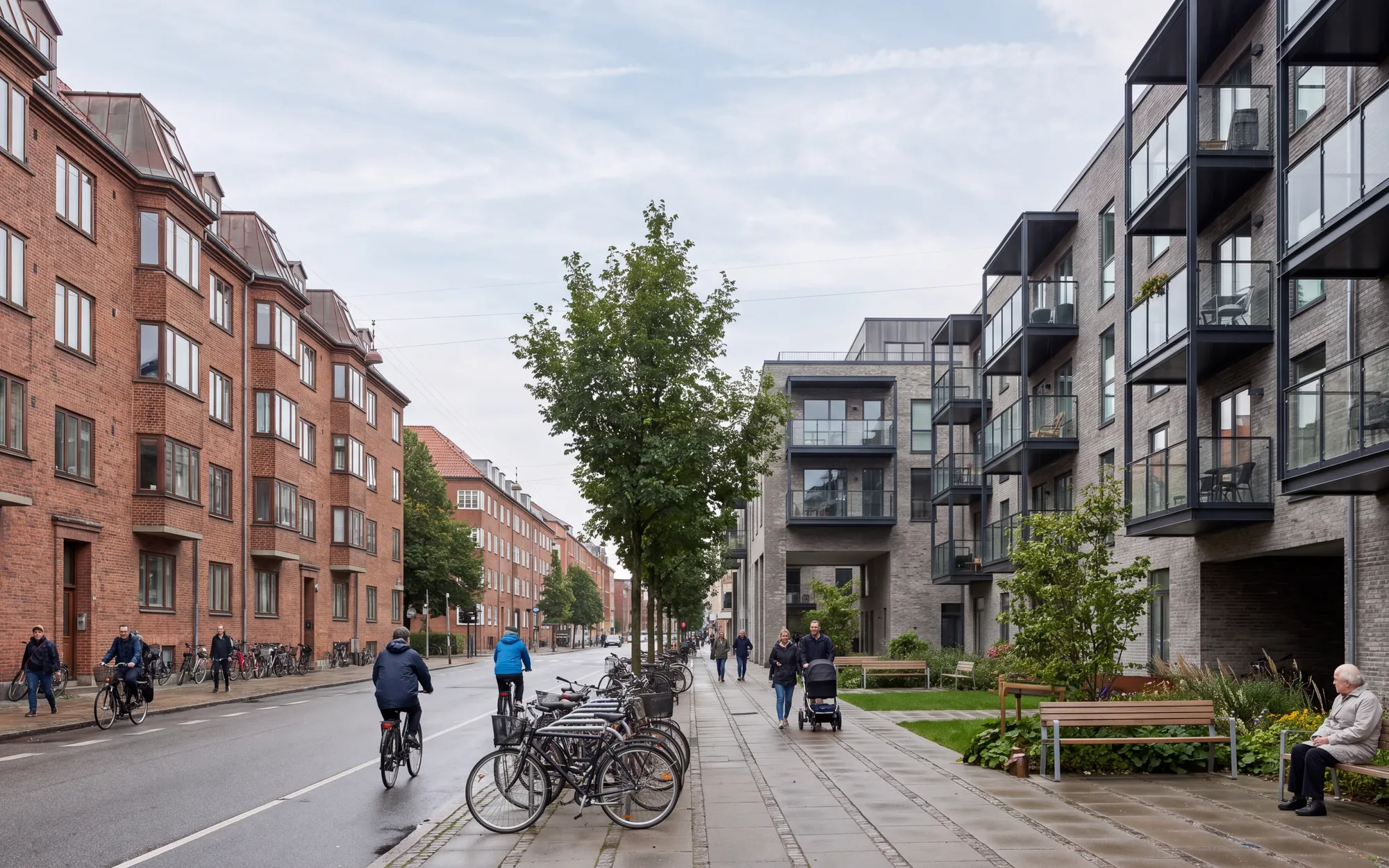 Københavnsk kvarter — eksisterende og nyere boligbyggeri side om side